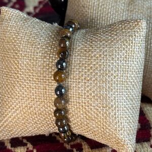 Women's Tiger Eye and Hematite Beaded Bracelet